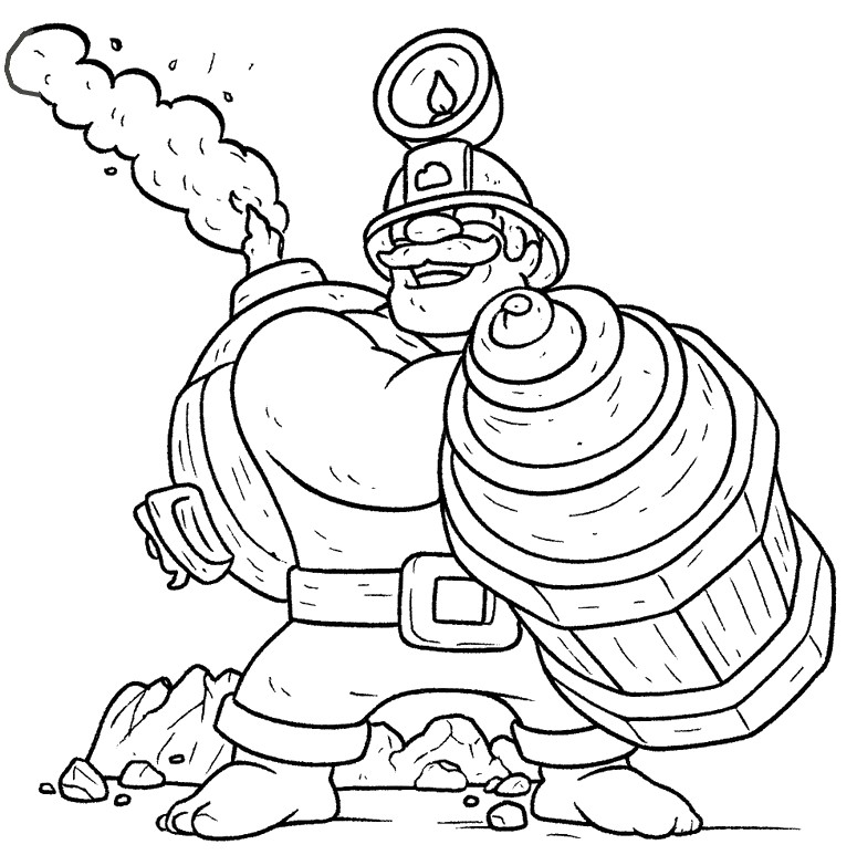 Kuvitus väritettäväksi - Kaivosmies - Clash Royale - Joukkokortit