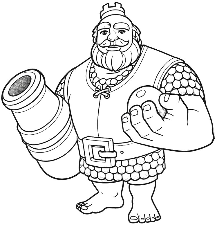 Piirros väritettäväksi - Kuninkaallinen jättiläinen - Clash Royale - Joukkokortit
