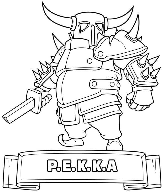 Tulostettava värityskuva - P.E.K.K.A. - Clash Royale - Joukkokortit