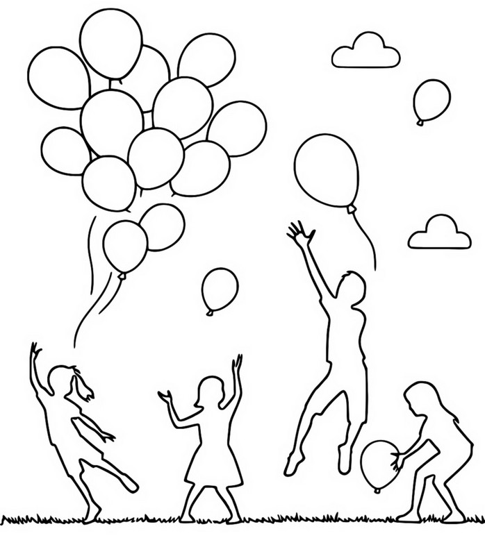 Coloring page - Balloons - World Children's Day