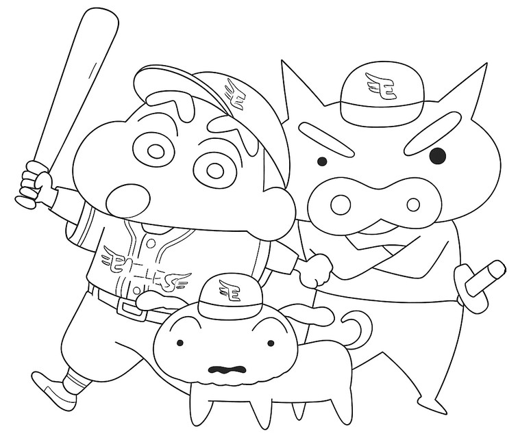 Downloadable coloring - Baseball - Crayon Shin-chan
