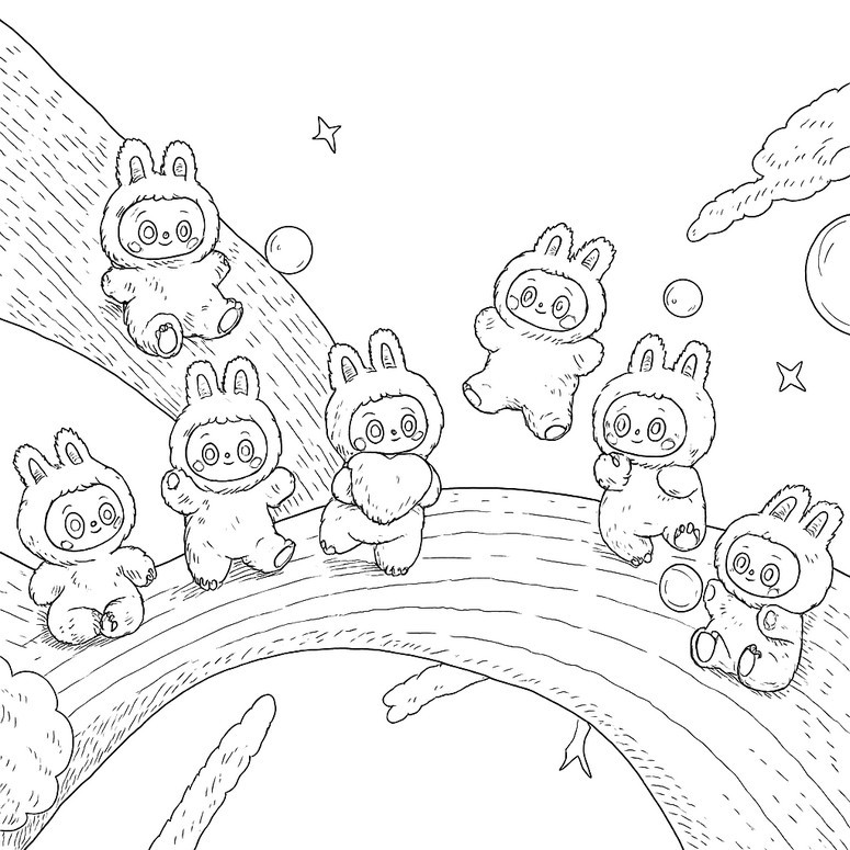 Zeichnung zum Ausmalen - Labubu - POP MART