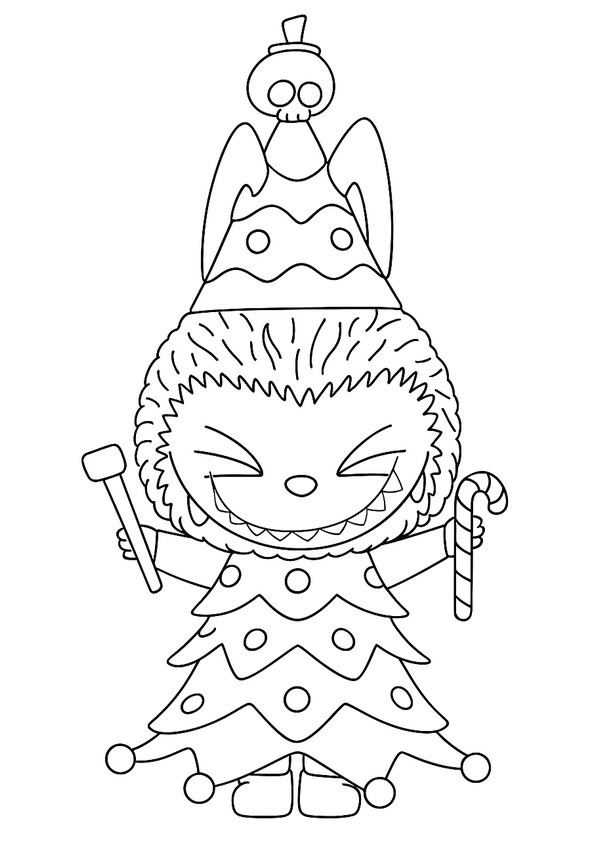 Ausmalbild zum Herunterladen - Weihnachtsbaum - Labubu Weihnachten