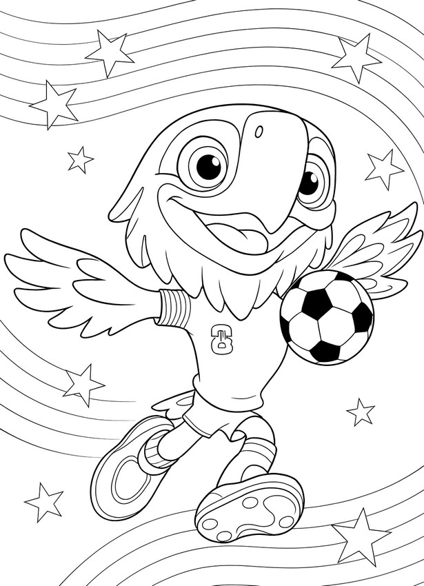 Tekening om in te kleuren - De Clutch-mascotte - WK 2026