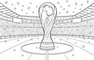 Disegno da colorare - Il trofeo nello stadio - Coppa del Mondo FIFA 2026