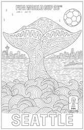 Illustrazione da colorare - Città ospitante di Seattle - Coppa del Mondo FIFA 2026