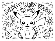 Drawing to color - Pikachu - Pokémon - Happy New Year 2026
