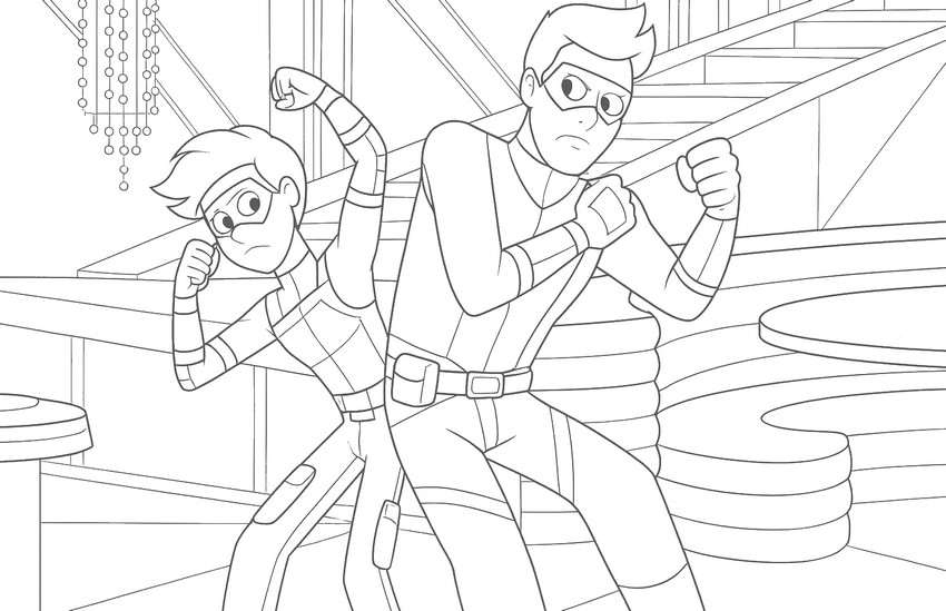 Ausmalbild zum Herunterladen - Kid Danger und Captain Man - Henry Danger