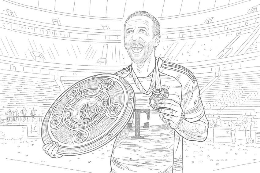 Imagen para colorear - Harry Kane con la ensaladera de plata - Bayern Múnich