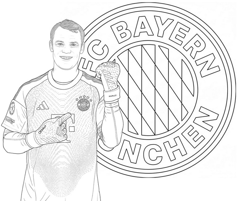 Dibujo para colorear - Manuel Nauer - Bayern Múnich