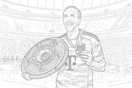 Lámina para colorear - Harry Kane con la ensaladera de plata - Bayern Múnich