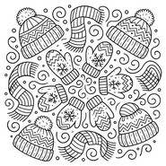 Printable coloring - Mittens, hats and scarves - Winter Mandala