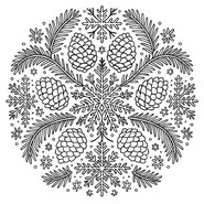 Free coloring page - Fir and pine cones - Winter Mandala