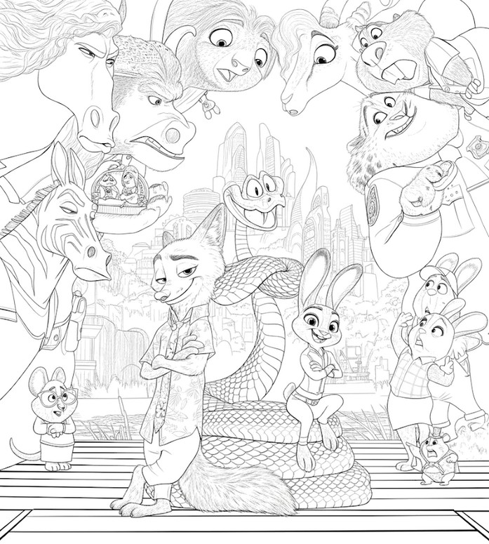 Coloring sheet - All friends - Zootopia 2