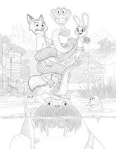 Coloring page - Adventure in the swamps - Zootopia 2