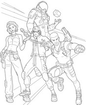 Ausmalbild zum Herunterladen - Battle Pass – Das Team im März - Fortnite Kapitel Sieben: Pacific Break