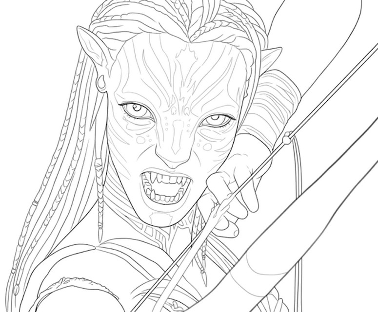 색칠공부 - 전투 자세를 취한 네이티리 - 아바타: 불과 재 