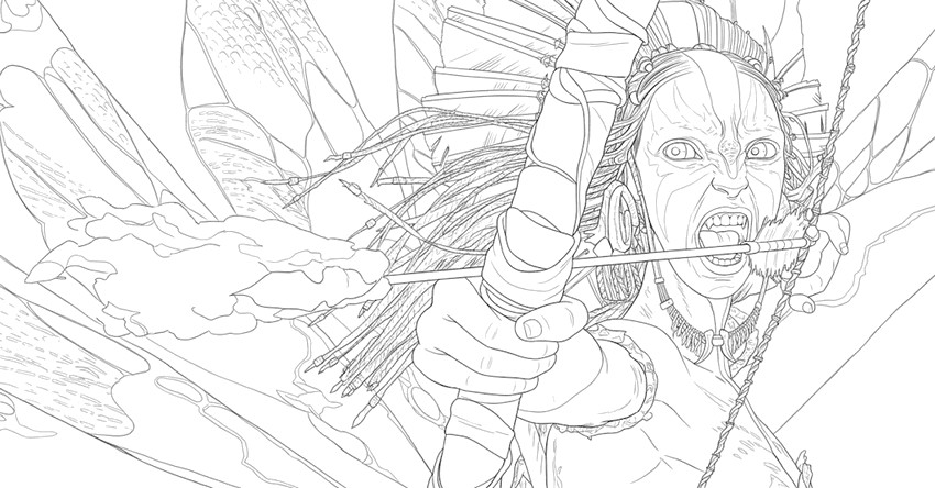 무료 색칠그림 - 나비족 궁수 - 아바타: 불과 재 