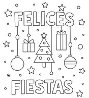 Hoja para colorear - Adornos colgantes - Feliz Navidad
