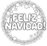 Imagen para colorear - Corona festiva - Feliz Navidad