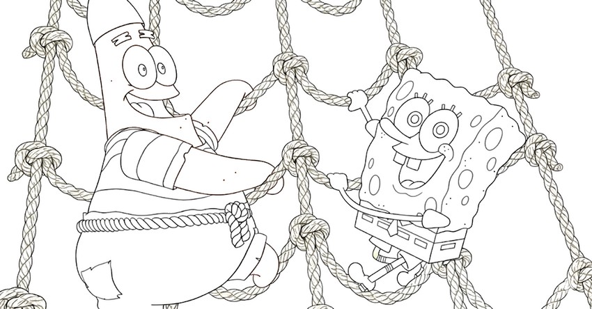 Printable coloring - Assaulting the rope net - The SpongeBob Movie - Search for SquarePants