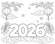 Inkleurbare afbeelding - Zoete viering - Chinees Nieuwjaar 2026