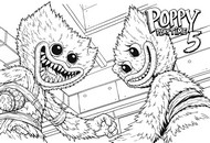 Coloriage à télécharger - Huggy Wuggy & Kissy Missy - Poppy Playtime 5 - Broken Things