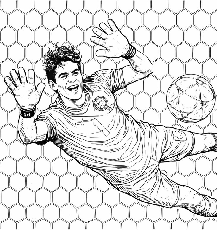 Drawing to color - Yassine Bounou - Morocco football team
