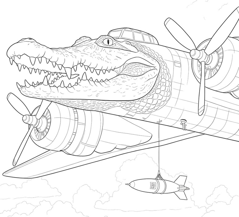 Coloring page - Bombardiro Crocodilo - Brainrot