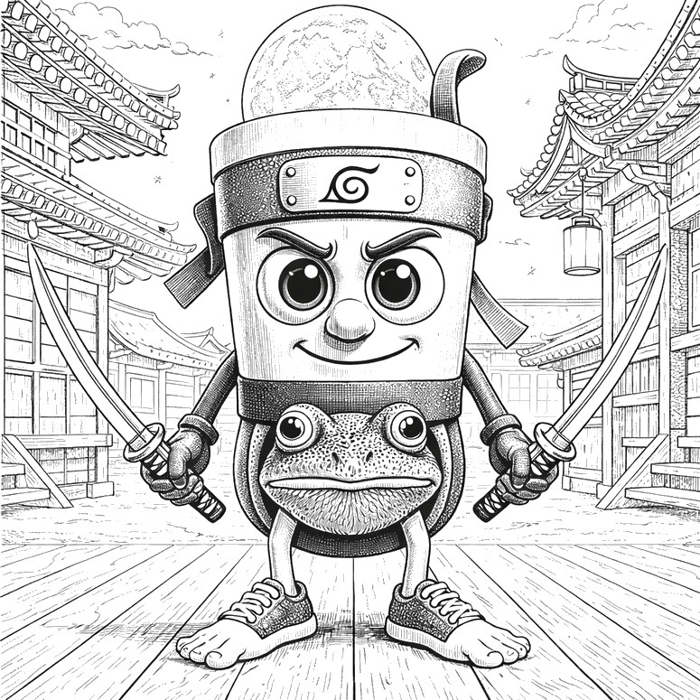 Coloring sheet - Tung Tung Assassino Boneca - Brainrot