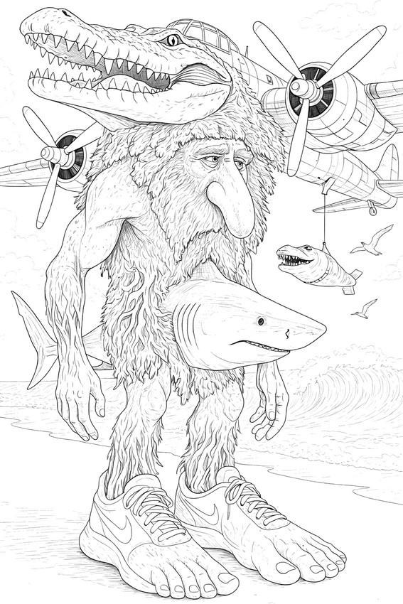 Downloadable coloring - Bombardiro Tralalela Brr Brr - Brainrot