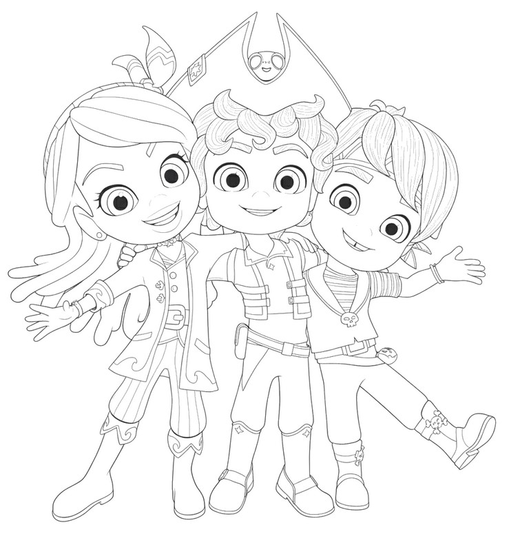Coloring sheet - Santiago, Lorelai and Tomás - Santiago of the seas