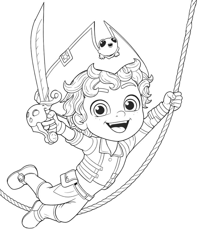 Downloadable coloring - Santiago on the rope - Santiago of the seas