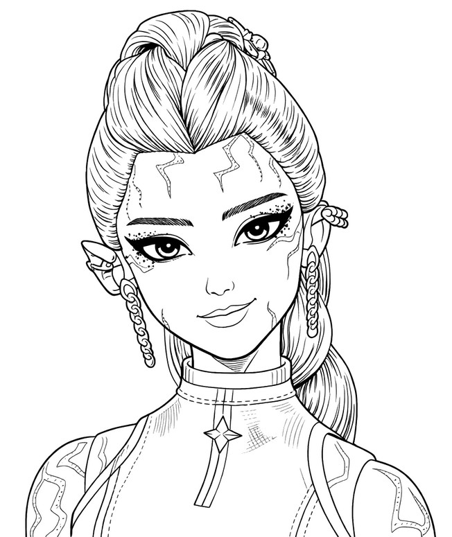 Renklendirilecek çizim - Rumi (yüz) - KPop Demon Hunters - Mattel - Oyuncak Bebekler