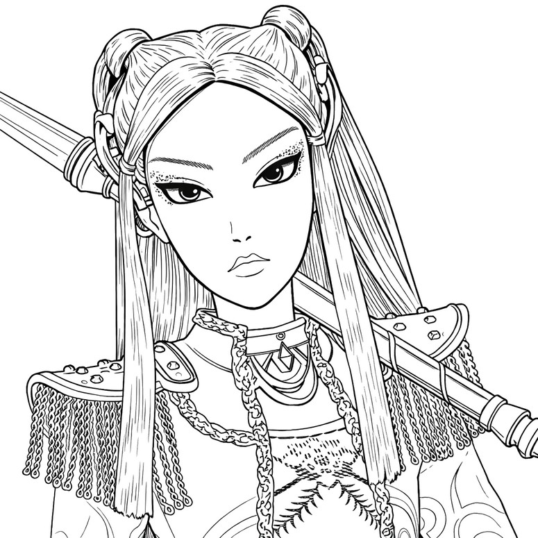 Yazdırılabilir boyama - Mira (yüz) - KPop Demon Hunters - Mattel - Oyuncak Bebekler