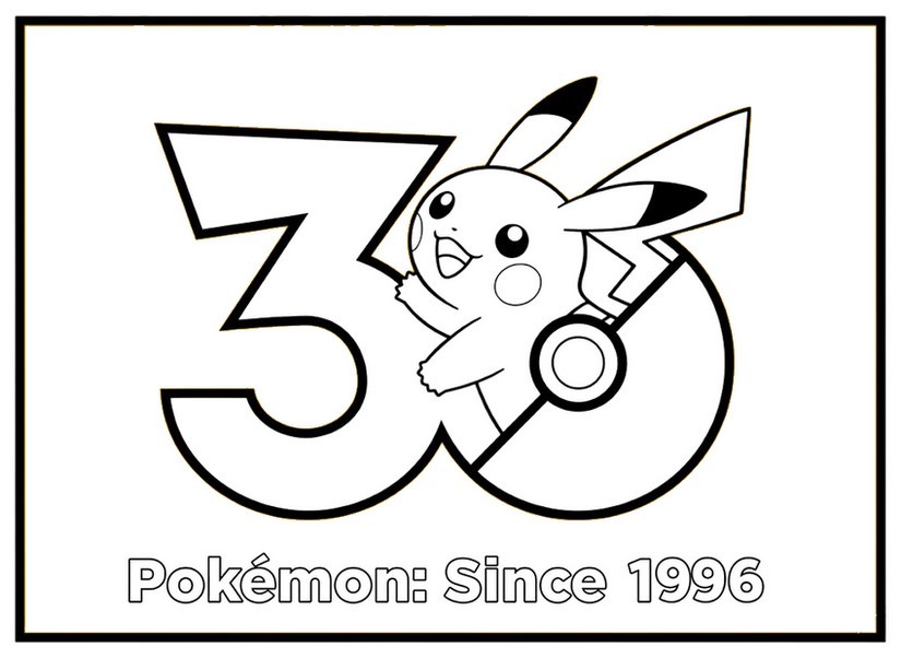 Ausmalbild zum Herunterladen - Pikachu - 30 Jubiläum von Pokémon