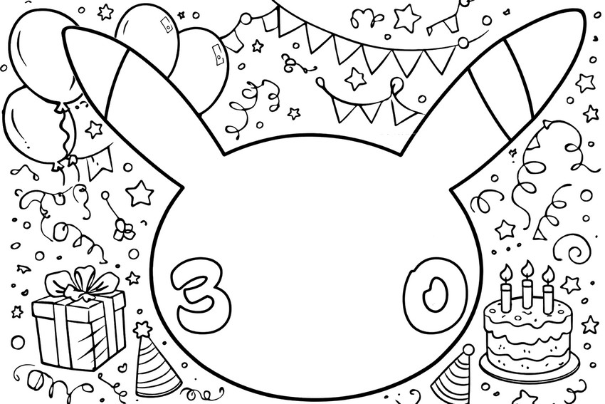 Bild zum Ausmalen - Party - 30 Jubiläum von Pokémon
