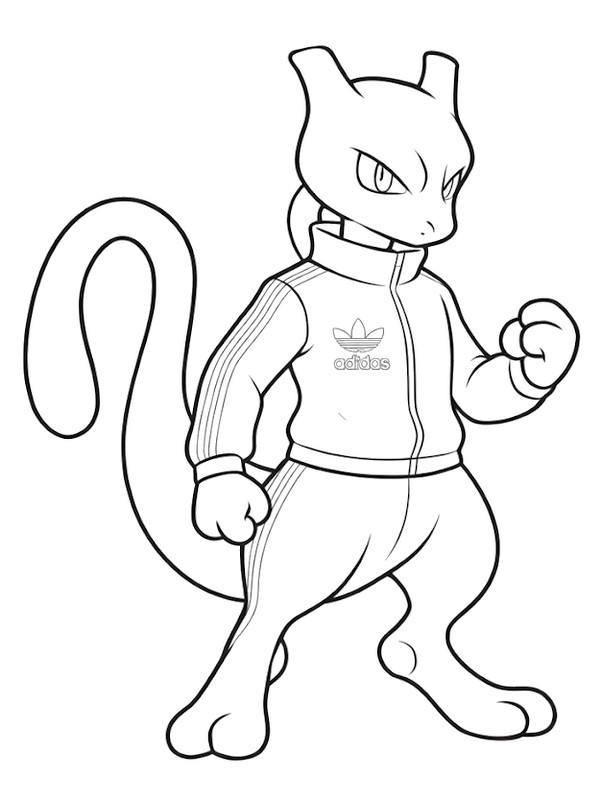 Image à colorier - Mewtwo - Pokémon x Adidas