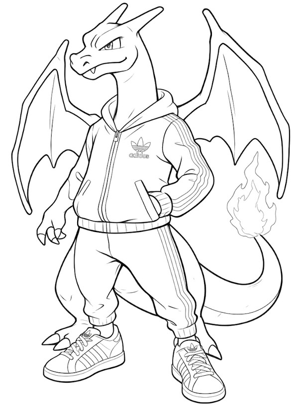 Feuille de coloriage - Dracaufeu - Pokémon x Adidas