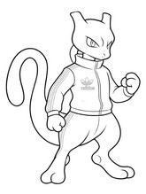 Dessin à colorier - Mewtwo - Pokémon x Adidas