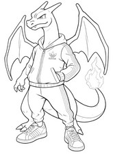 Image à colorier - Dracaufeu - Pokémon x Adidas