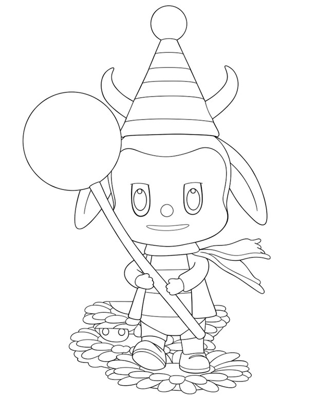 Drawing to color - Dandelion Seeds - Labubu in the spring