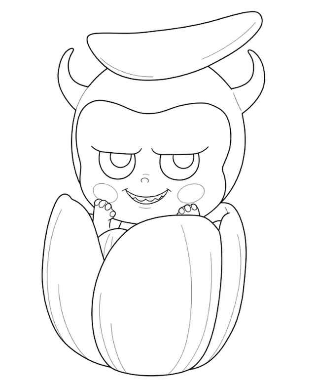 Coloring sheet - Tulip - Labubu in the spring