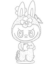 Image to color - Cherry Blossoms - Labubu in the spring