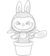 Downloadable coloring - Chocolate Flowers - Labubu in the spring