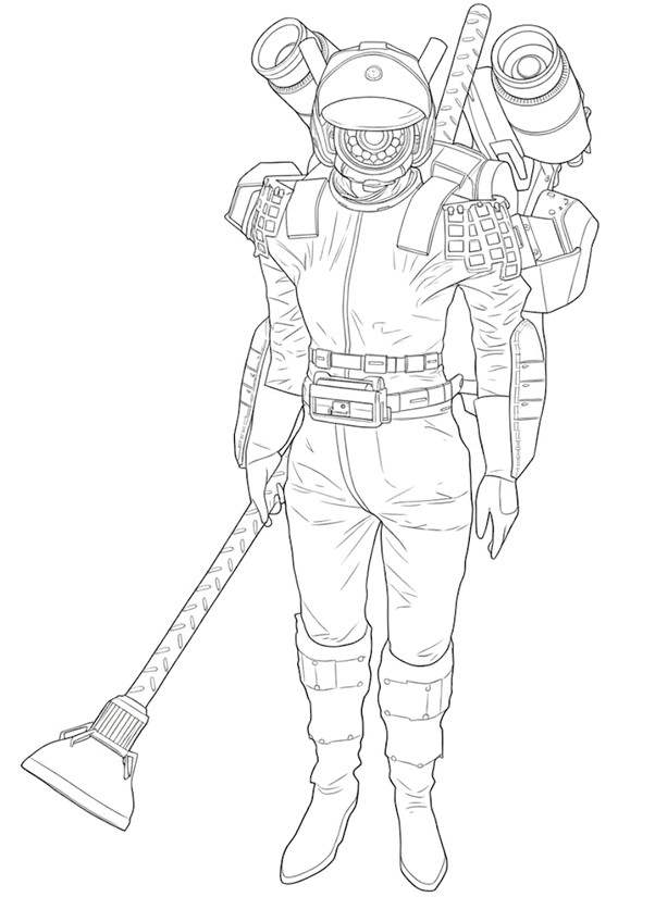 印刷用塗り絵 - カメラウーマン - Skibidi Toilet スキビディトイレ