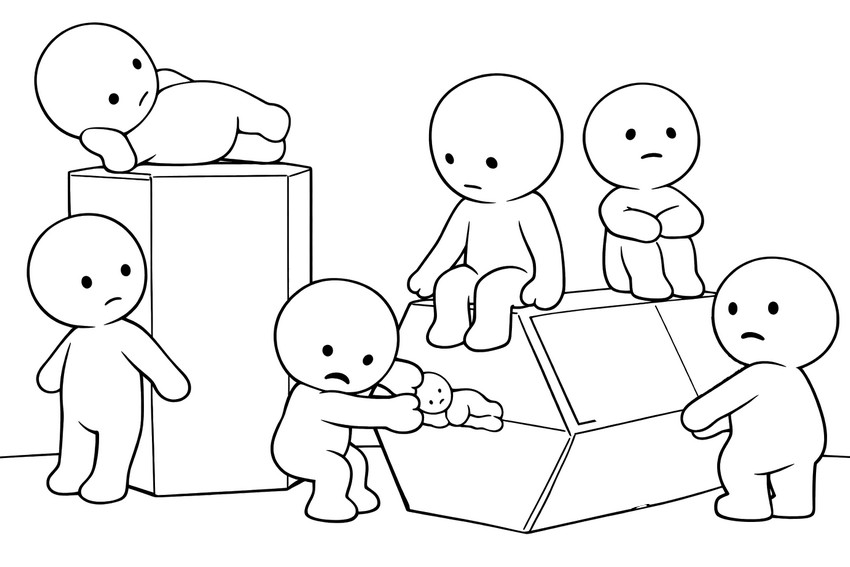 Zeichnung zum Ausmalen - Kisten - Smiski