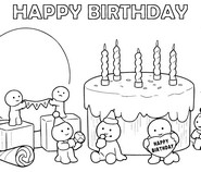 Zeichnung zum Ausmalen - Alles Gute zum Geburtstag - Smiski