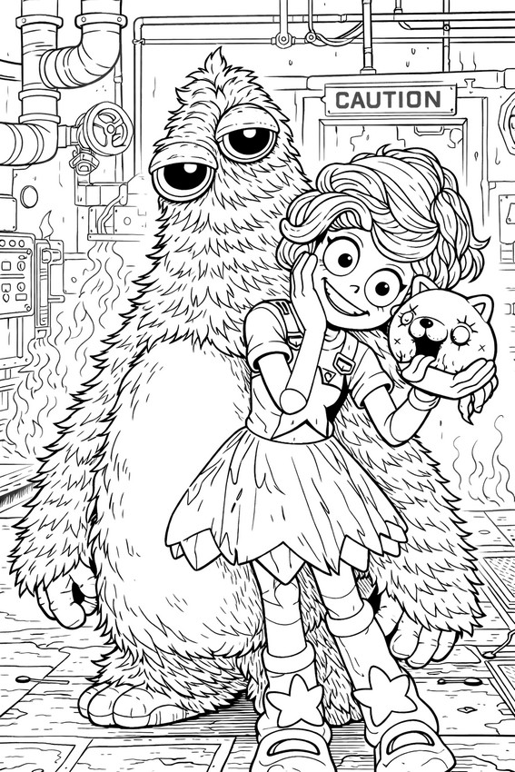 Coloriage à imprimer - Chum Chompkins - Poppy Playtime 5 - Lily Lovebraids