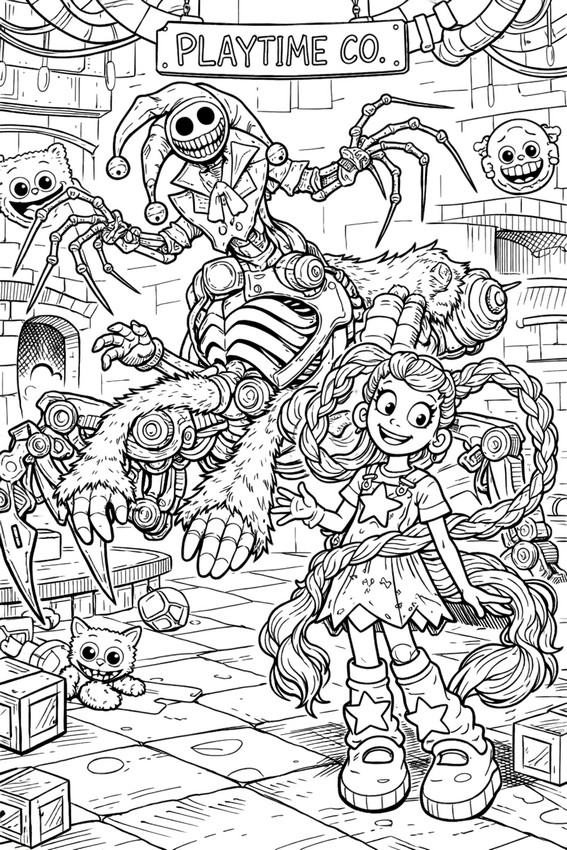 Coloriage gratuit - Prototype - Poppy Playtime 5 - Lily Lovebraids